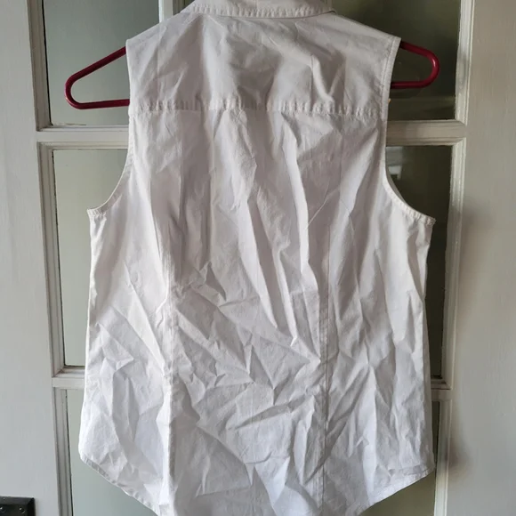 J. Crew Sleeveless Cotton Poplin Shirt in Signature Fit White Size S - Picture 12 of 17